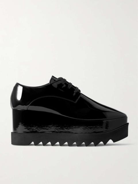 Elyse vegetarian patent-leather platform brogues Black