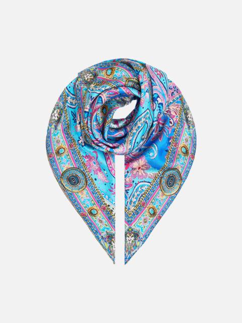 CAMILLA LARGE CRYSTALLED SILK SQUARE SCARF