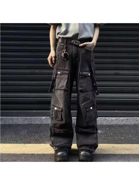 Other Designers Japanese Brand - Junna Vintage Style High Street Hip Hop Multi-Pocket Jeans
