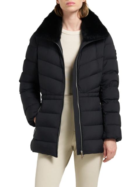 MOOSE KNUCKLES Moose Knuckles Belle Cote Genuine Shearling Collar Water Repellent 800 Fill Power Down Puffer Jacket