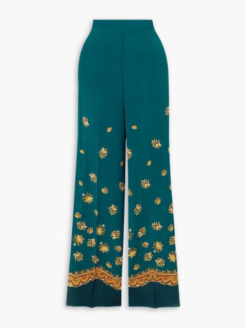 Etro Paisley-print silk crepe de chine straight-leg pants