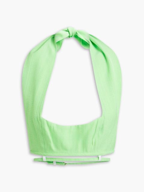 JACQUEMUS Limao cropped woven halterneck top