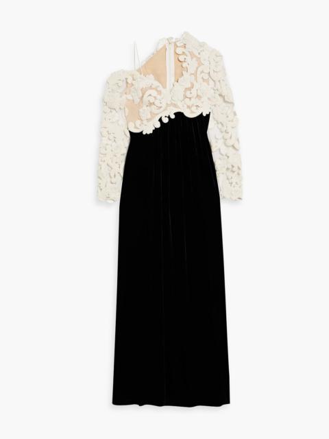 Zimmermann Appliquéd tulle and velvet gown