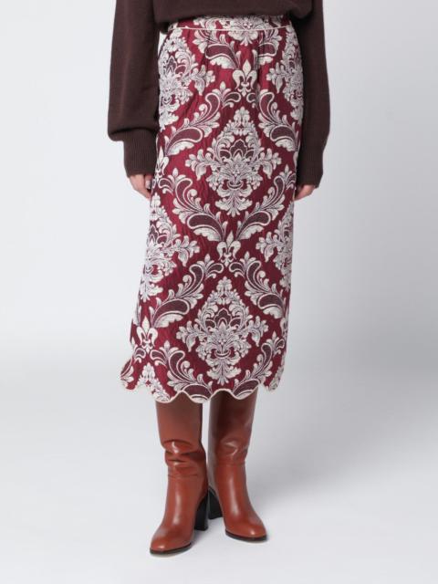 FARM RIO Bordeaux jacquard midi skirt