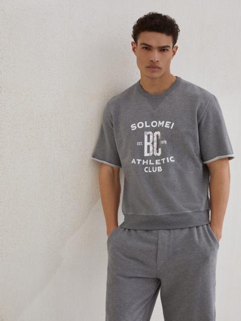 Brunello Cucinelli Cotton smooth French terry short sleeve sweatshirt with print