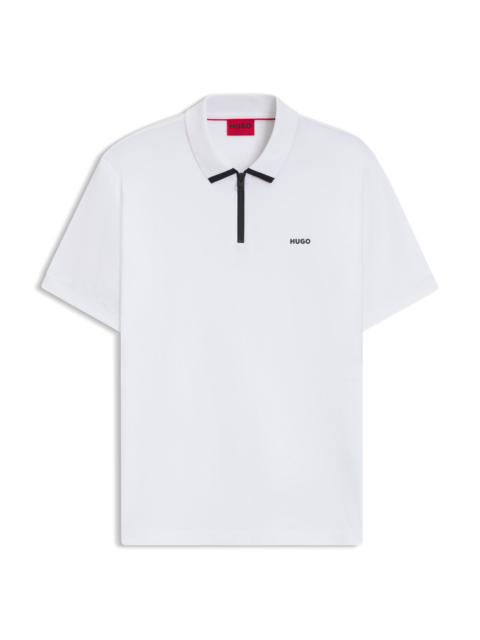 HUGO COTTON-PIQUÉ POLO SHIRT WITH CONTRAST LOGO