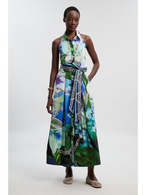 KAREN MILLEN Placed Chain Cotton Sateen Shirt Dress