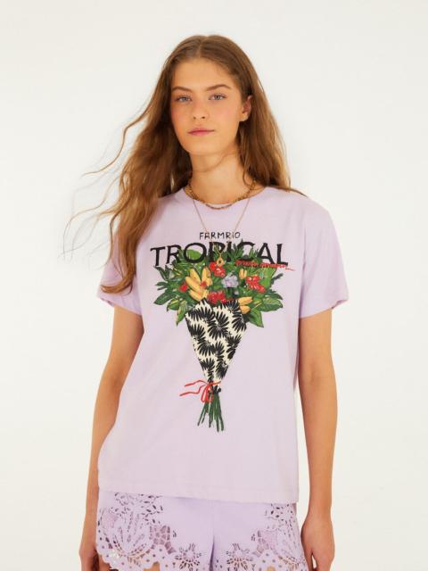 FARM RIO Lilac Tropical Bouquet Organic Cotton T-Shirt