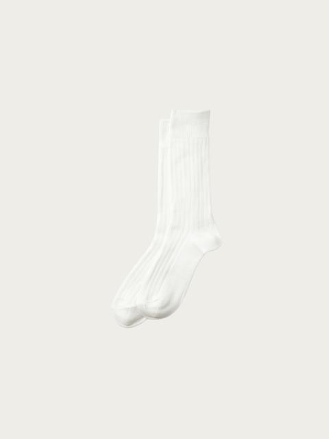 ROTOTO® Linen Cotton Ribbed Crew Socks - Off White