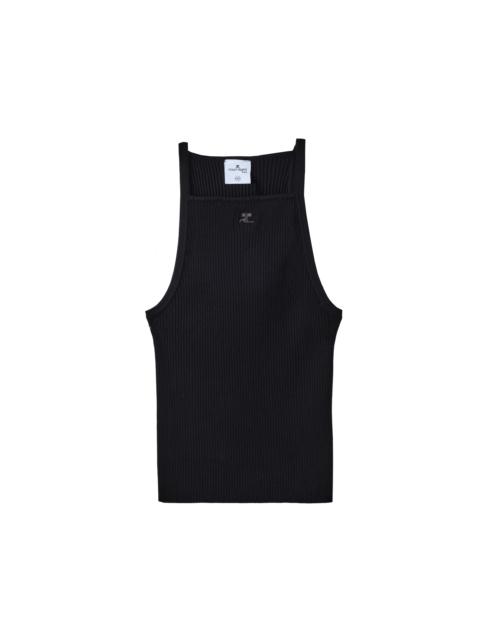courrèges Courreges Neckline Rib Knit Tank Top Black