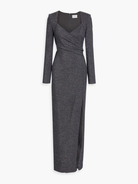 Other Designers Wrap-effect metallic jersey gown