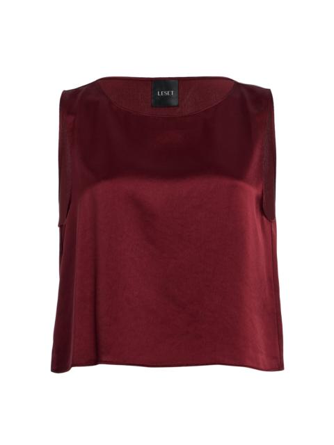 LESET Barb Satin Crop Top burgundy