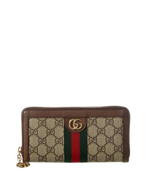 GUCCI Gucci Ophidia GG Supreme Canvas & Leather Zip Around Wallet