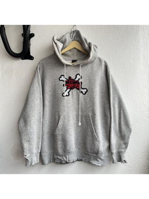 Stüssy VINTAGE STUSSY SKULL BIG LOGO FRONT DISTRESSED HOODIE