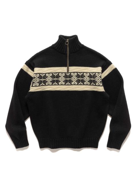 Kapital 5G Wool SNOW Half ZIP Sweater Black