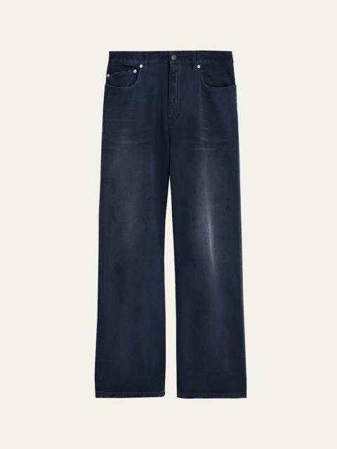 BALENCIAGA Men's Raw-Edge Denim Straight Leg Jeans