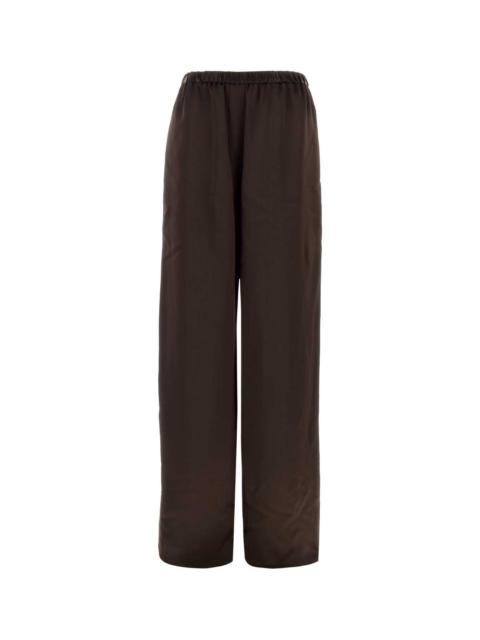 FERRAGAMO Salvatore Ferragamo Women Dark Brown Satin Palazzo Pant