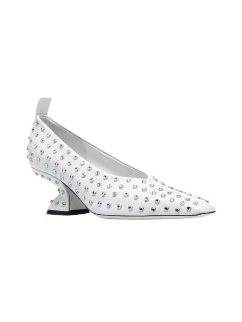 FERRAGAMO Ferragamo Rhinestone F-Heel Leather Pump