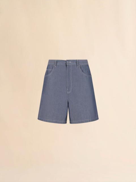 Marni BLUE CHAMBRAY SHORTS WITH BACK ADJUSTER