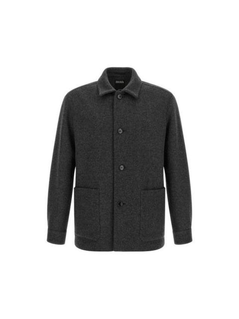 ZEGNA ZEGNA Jersey Gray Wool Cashmere Overshirt New & Authentic (M