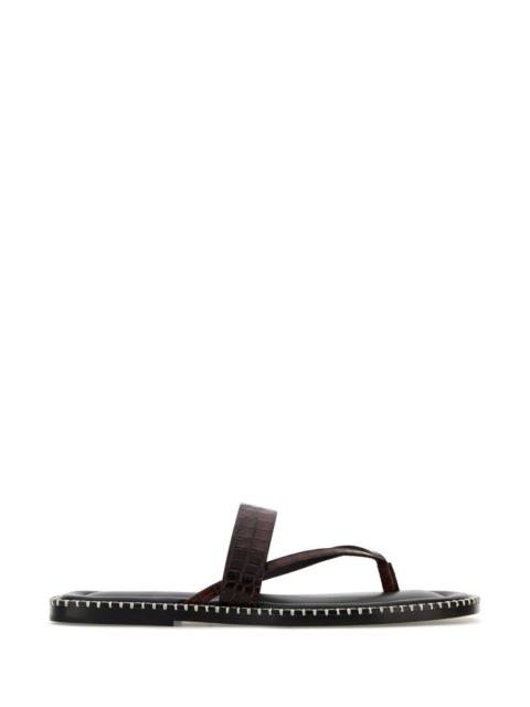 Dries Van Noten Dries Van Noten Men Brown Leather Thong Slippers