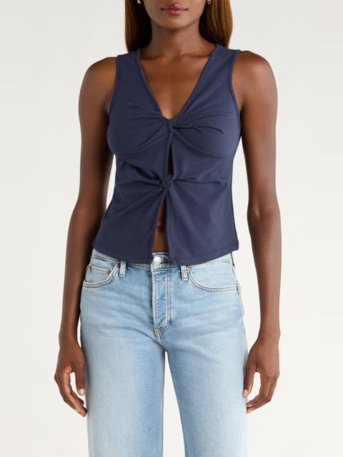 Reformation Reformation Tefi Front Twist Stretch Organic Cotton Tank in Midnight at Nordstrom