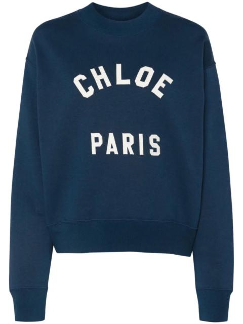 Chloé Chloe Women Mock-Neck Cotton Fleece Logo Sweater