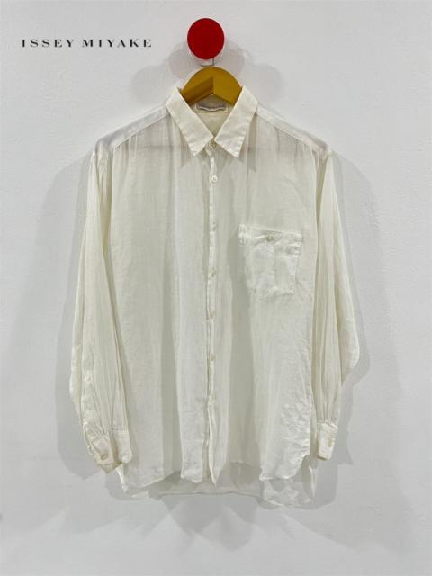 Vintage - Issey Miyake Button Up White Long Sleeve 100% Linen Shirt