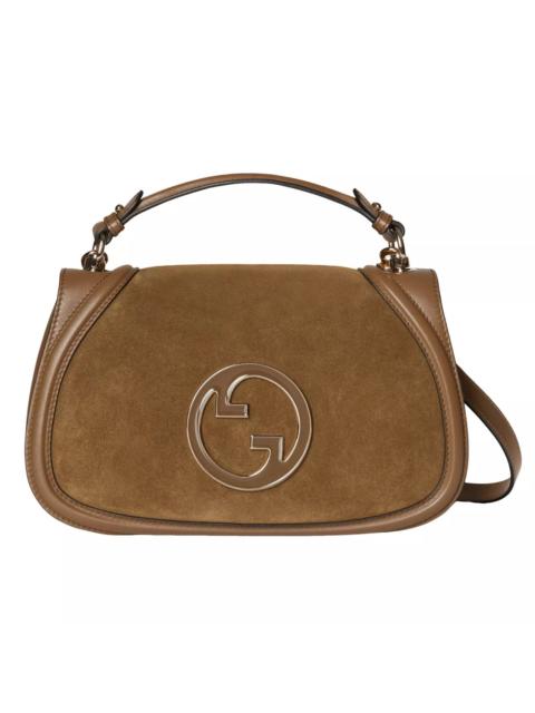 GUCCI GUCCI Blondie Large Brown Suede Top Handle Bag New