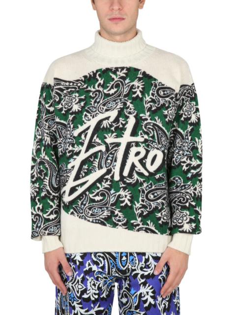 Etro Men Jersey With Logo And Paisley Print