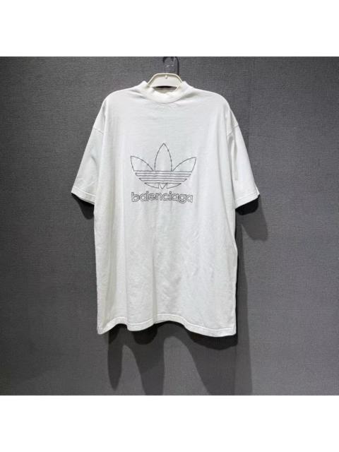 BALENCIAGA Balenciaga white short-sleeved T-shirt with clover embroidery