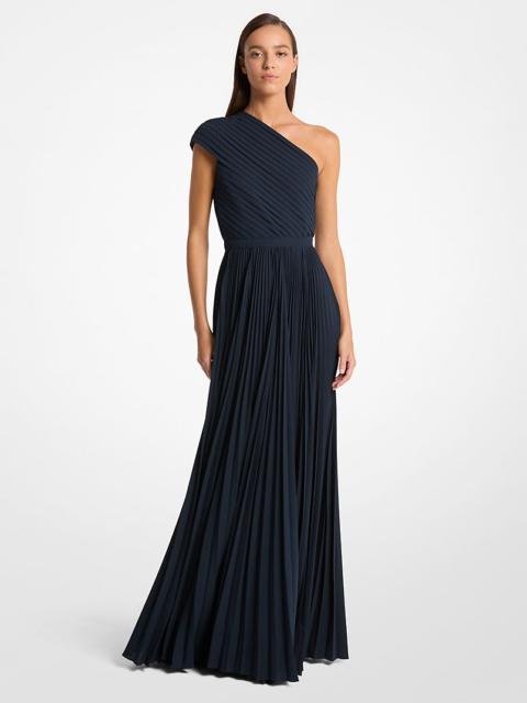 MICHAEL KORS COLLECTION Pleated Georgette One-Shoulder Gown