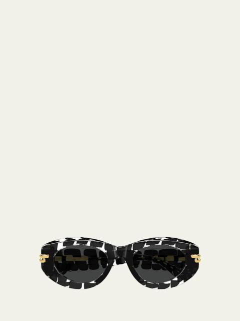 Bottega Veneta Oval Acetate Sunglasses