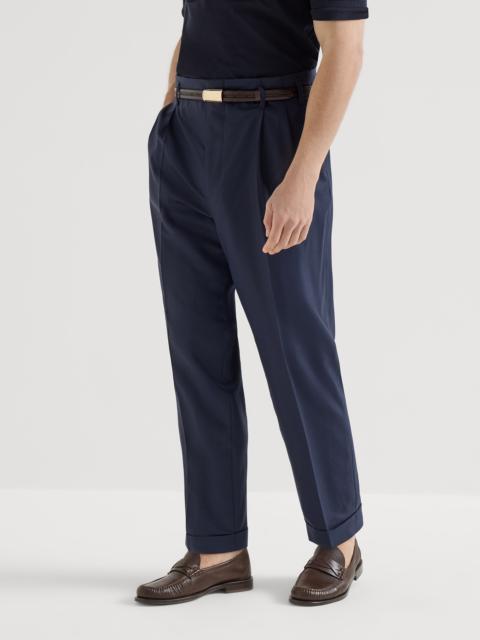 Brunello Cucinelli Virgin wool chevron trousers with double pleats