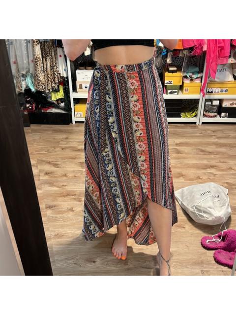 whoami Printed Asymmetrical Maxi Wrap Skirt (AUS Brand)