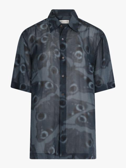 Dries Van Noten GRAPHIC ABSTRACT PRINT S/S RELAXED SHIRT | PETROL BLUE