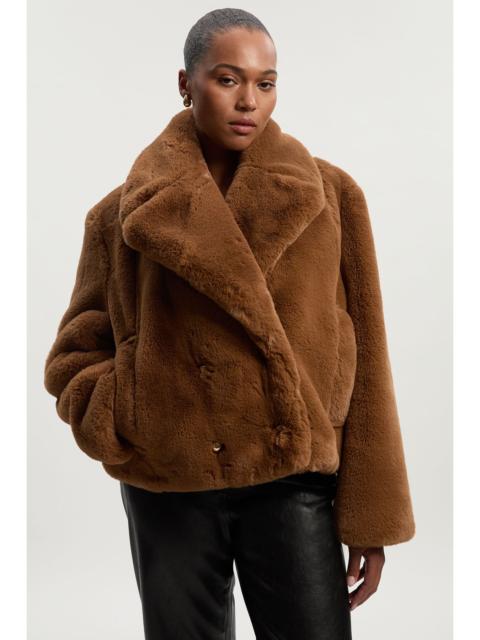 KAREN MILLEN Plus Size Faux Fur Buttoned Short Coat