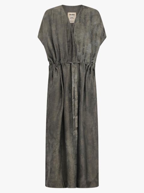 UMA WANG ACRE RELAXED TIE WAIST MIDI DRESS | DARK GREEN