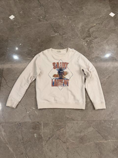 SAINT LAURENT Saint Laurent Authentic White Robot Print Logo Hoodie