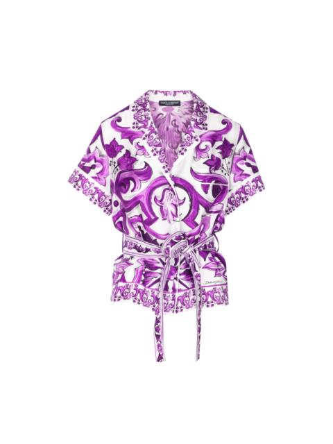 Dolce & Gabbana Dolce&Gabbana Women Maiolica Print Shirt With Belt