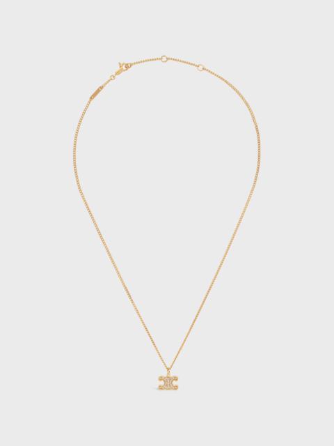 CELINE Triomphe Rhinestone Necklace in Brass with Gold Finish and Crystals