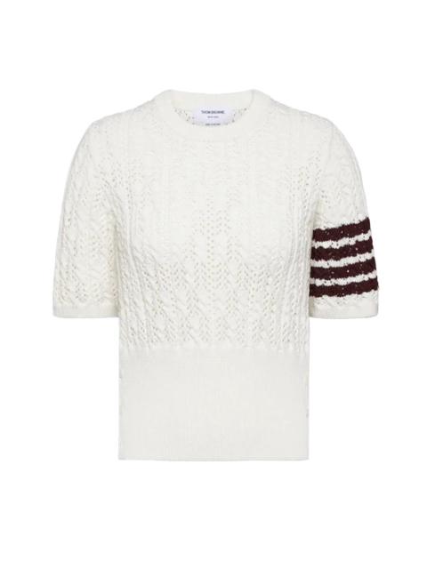 Thom Browne POINTELLE CABLE STITCH 4-BAR TEE