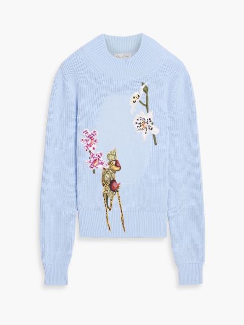 Oscar de la Renta Embroidered wool sweater