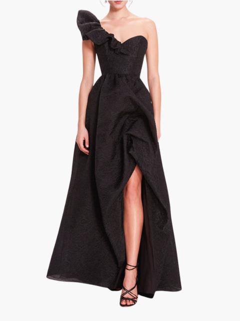 Marchesa CLOQUE DRAPED GOWN
