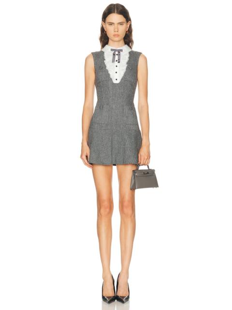 self-portrait Herringbone Lace Bib Mini Dress