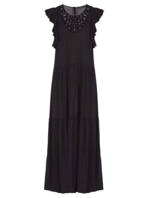 Other Designers Lyndsy Flutter Sleeve Cutout Embroidered Maxi Dress