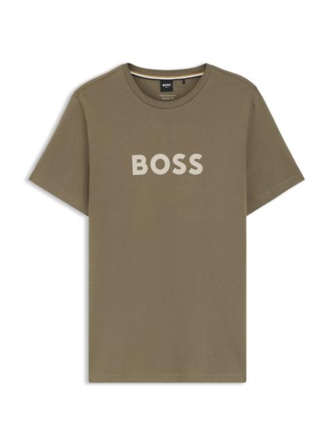 BOSS LOGO-PRINT BEACH T-SHIRT IN COTTON JERSEY