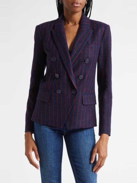 L'AGENCE L'AGENCE Kenzie Double Breasted Knit Blazer in Midnight/Red Pinstripe at Nordstrom