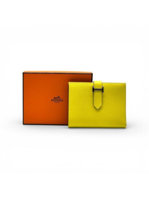 Hermès Bearn Compact Epsom Leather Wallet Yellow Pink - NWB