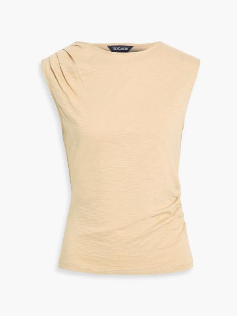 VERONICA BEARD Brody draped slub Pima cotton-jersey top